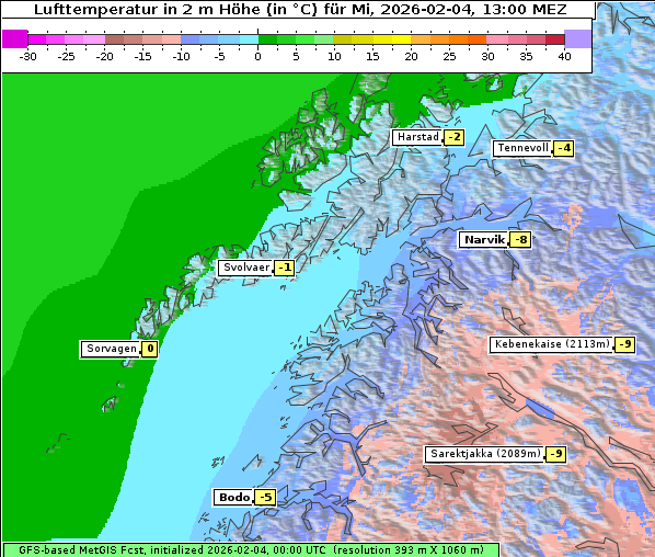 Temperatur, 4. 2. 2026