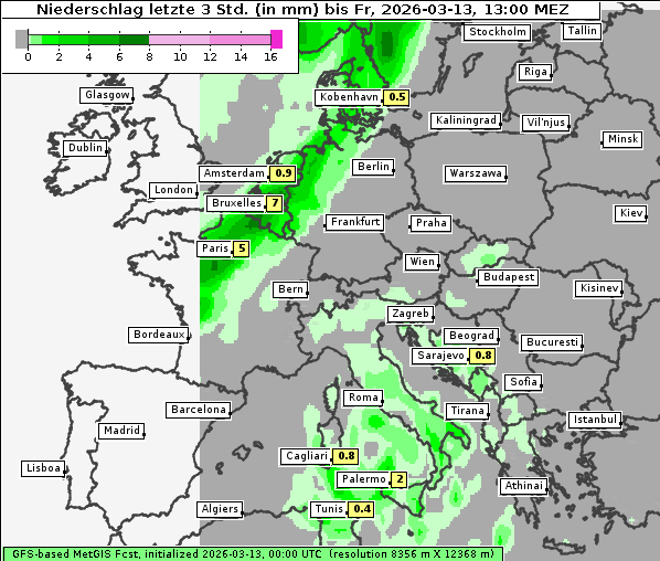 Niederschlag, 13. 3. 2026