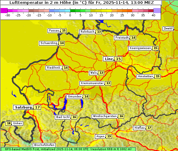 Temperatur, 14. 11. 2025