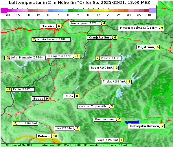 Temperatur, 21. 12. 2025