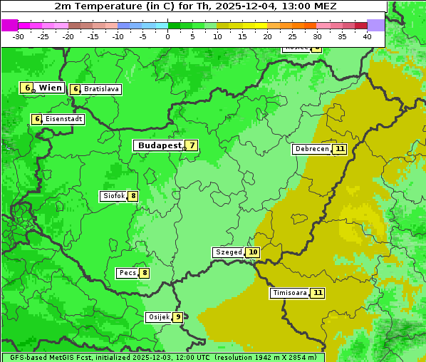 Temperatur, 4. 12. 2025