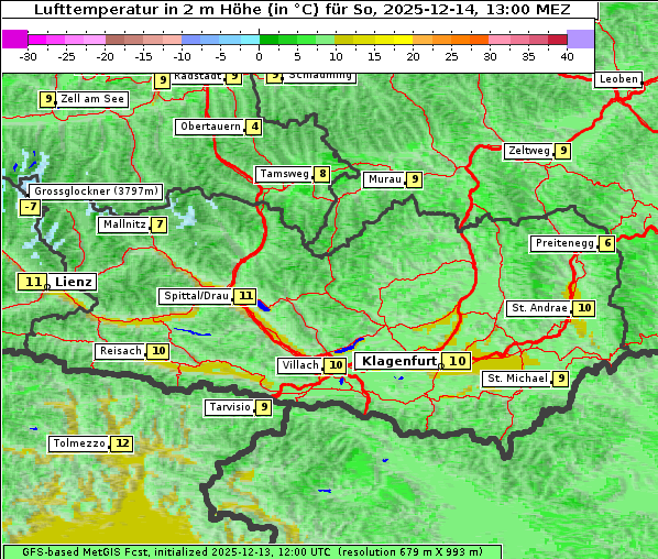 Temperatur, 14. 12. 2025