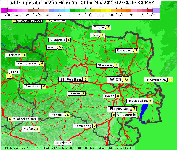 Temperatur, 30. 12. 2024