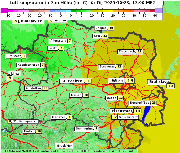 Temperatur, 28. 10. 2025