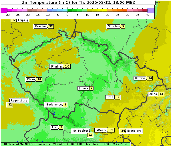 Temperatur, 12. 3. 2026