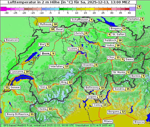 Temperatur, 13. 12. 2025