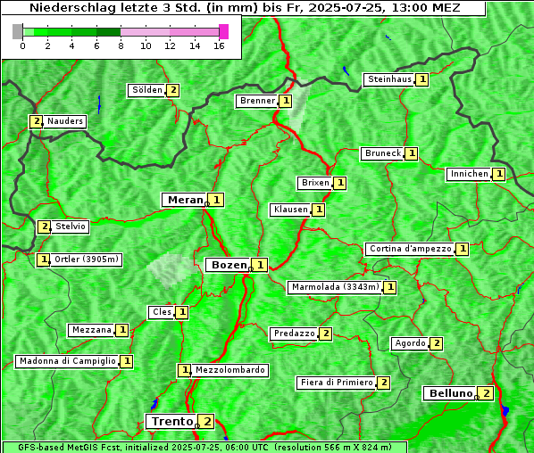 Niederschlag, 25. 7. 2025