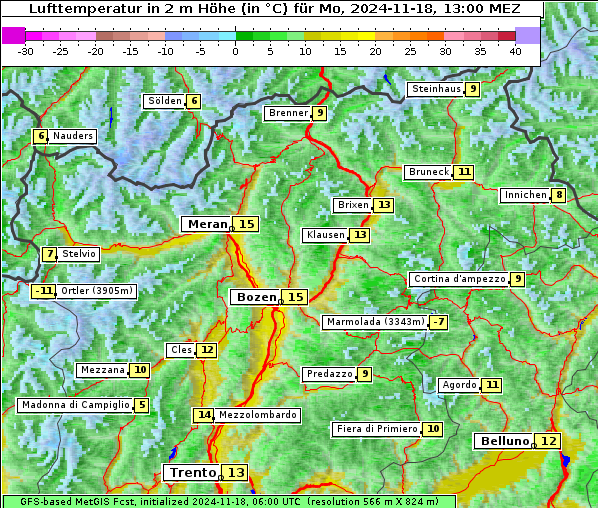 Temperatur, 18. 11. 2024