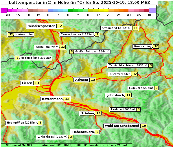 Temperatur, 19. 10. 2025