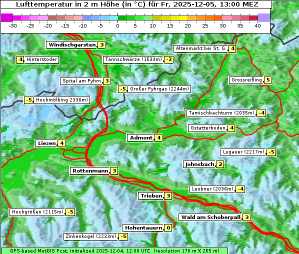 Temperatur, 5. 12. 2025