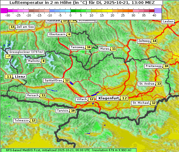 Temperatur, 21. 10. 2025