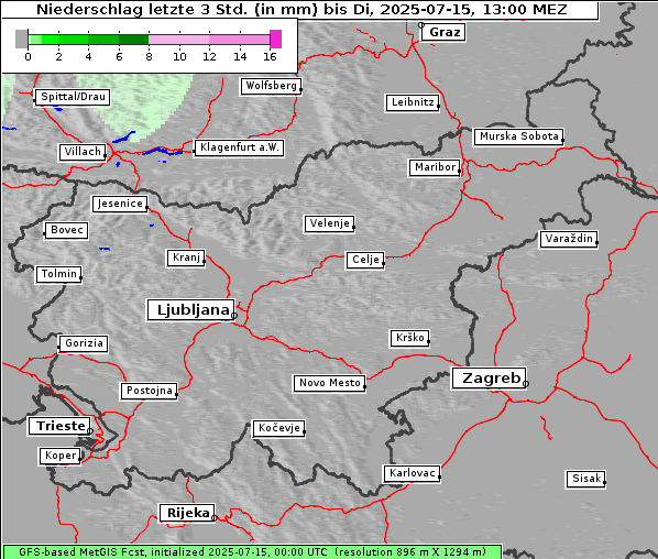 Niederschlag, 15. 7. 2025