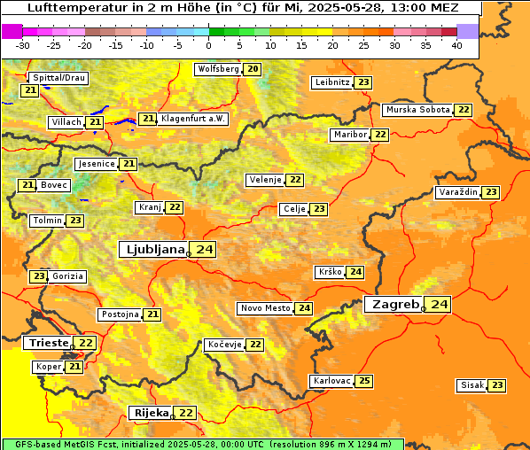 Temperatur, 28. 5. 2025