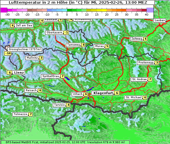 Temperatur, 26. 2. 2025