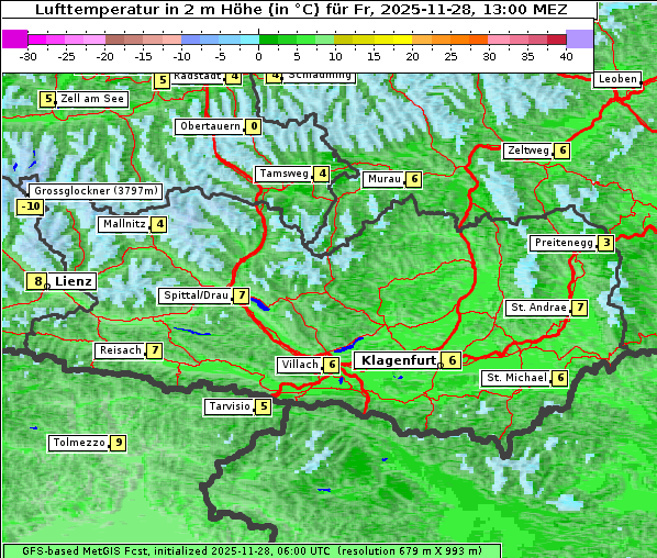 Temperatur, 28. 11. 2025