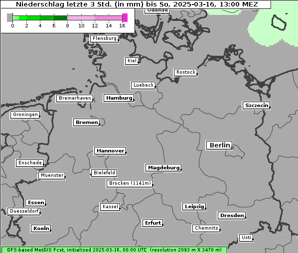 Niederschlag, 16. 3. 2025