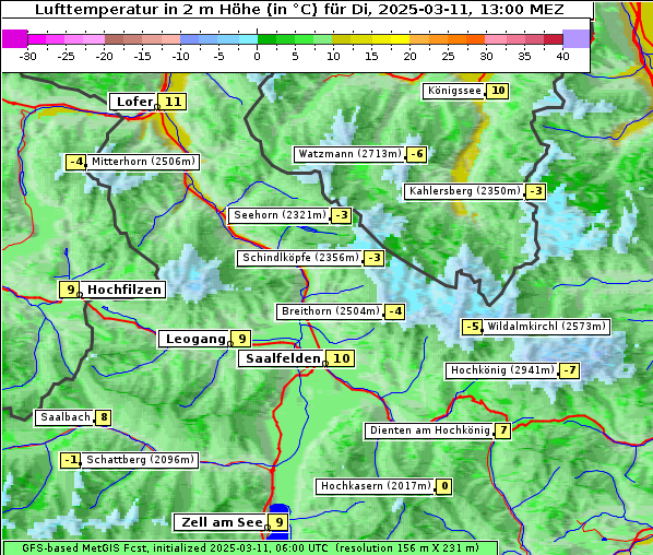 Temperatur, 11. 3. 2025