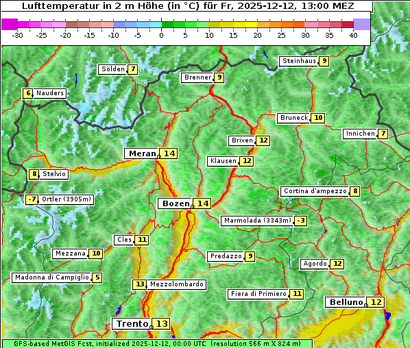 Temperatur, 12. 12. 2025