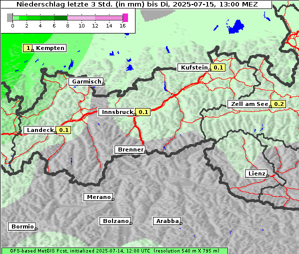 Niederschlag, 15. 7. 2025