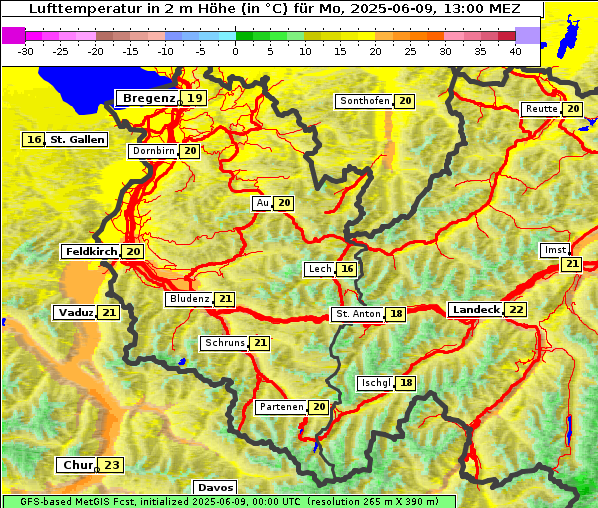 Temperatur, 9. 6. 2025