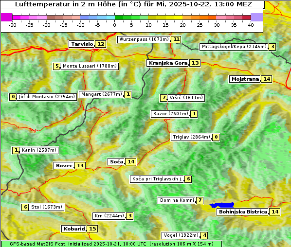 Temperatur, 22. 10. 2025
