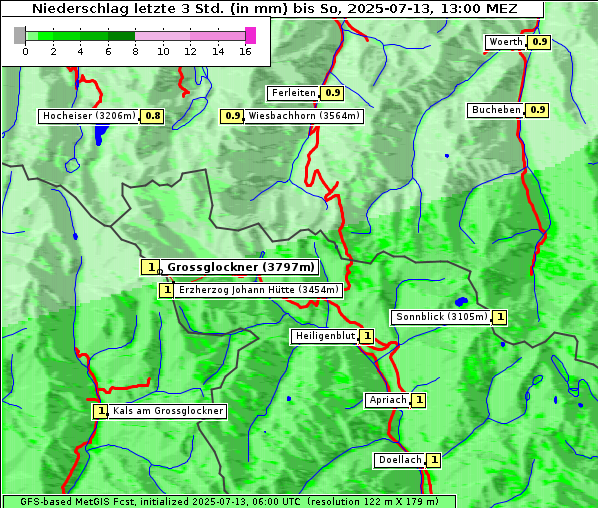 Niederschlag, 13. 7. 2025