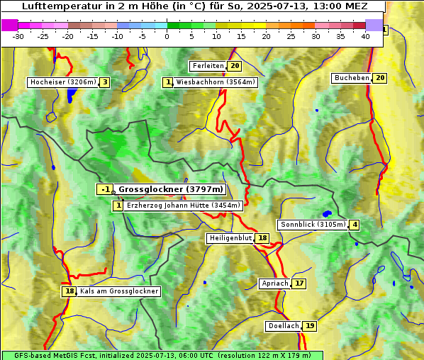 Temperatur, 13. 7. 2025