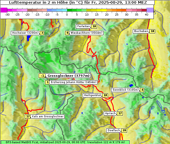 Temperatur, 29. 8. 2025