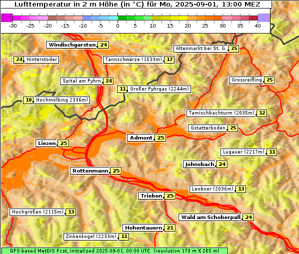 Temperatur, 1. 9. 2025