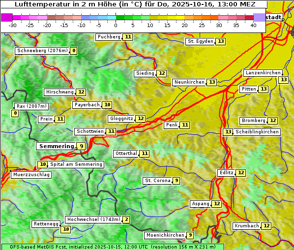 Temperatur, 16. 10. 2025