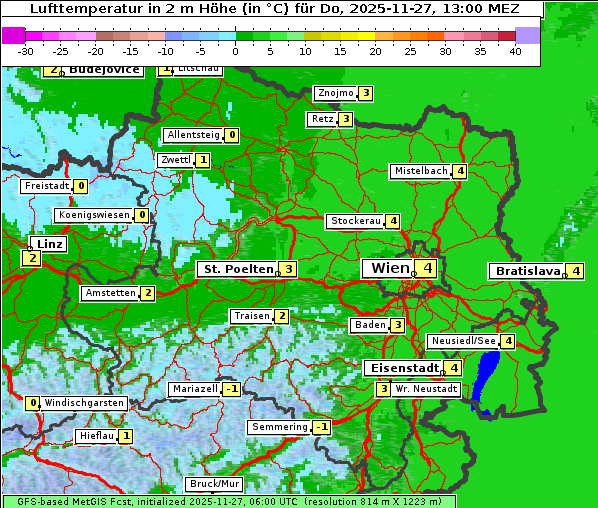 Temperatur, 27. 11. 2025