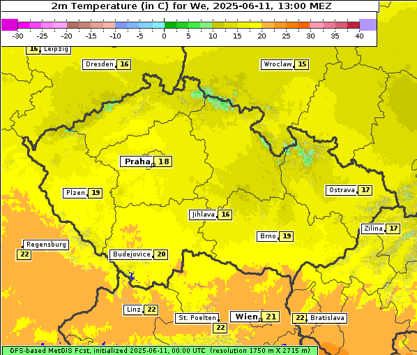 Temperatur, 11. 6. 2025