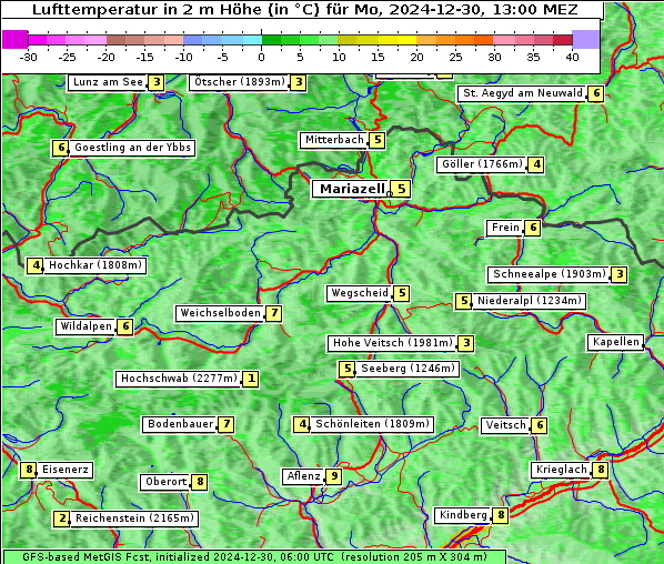 Temperatur, 30. 12. 2024