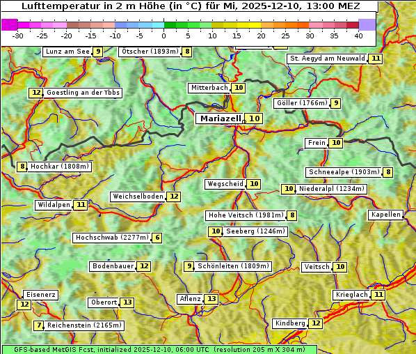 Temperatur, 10. 12. 2025