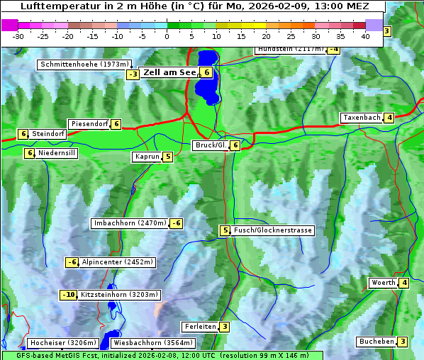 Temperatur, 9. 2. 2026