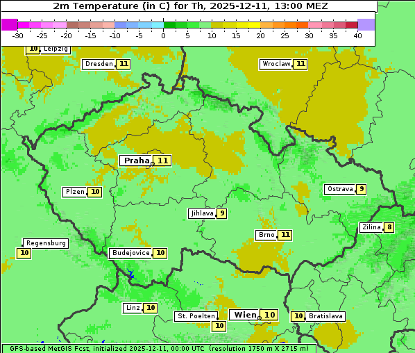 Temperatur, 11. 12. 2025