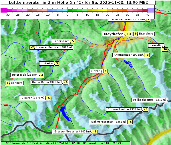 Temperatur, 8. 11. 2025