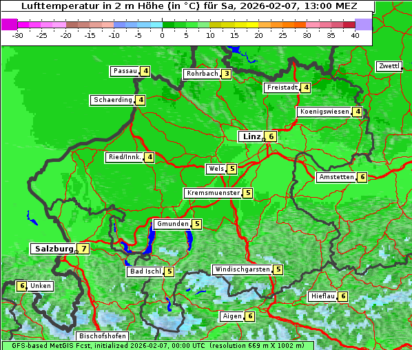 Temperatur, 7. 2. 2026