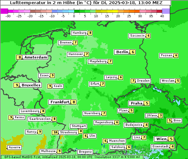 Temperatur, 18. 3. 2025