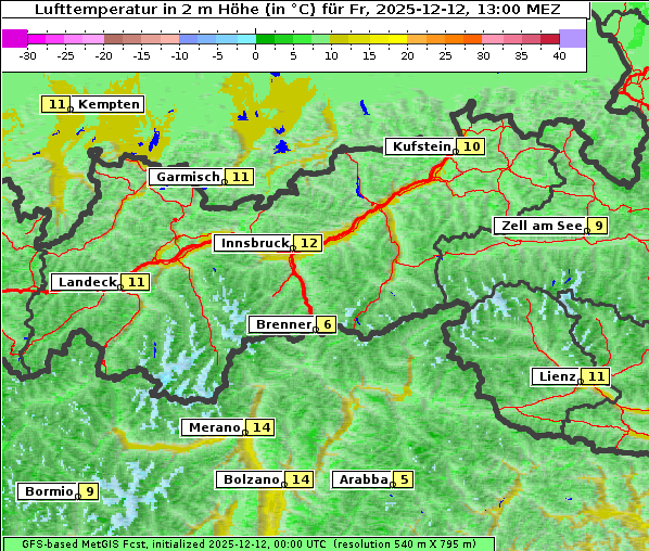 Temperatur, 12. 12. 2025
