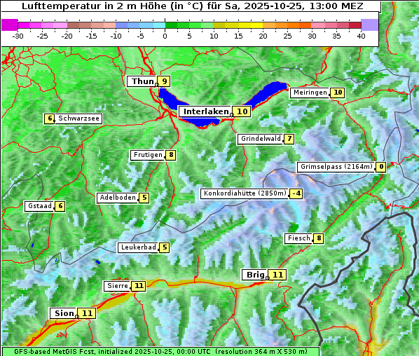 Temperatur, 25. 10. 2025