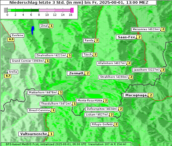 Niederschlag, 1. 8. 2025