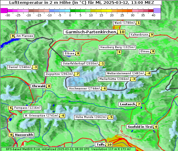 Temperatur, 12. 3. 2025