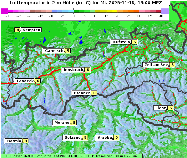 Temperatur, 19. 11. 2025