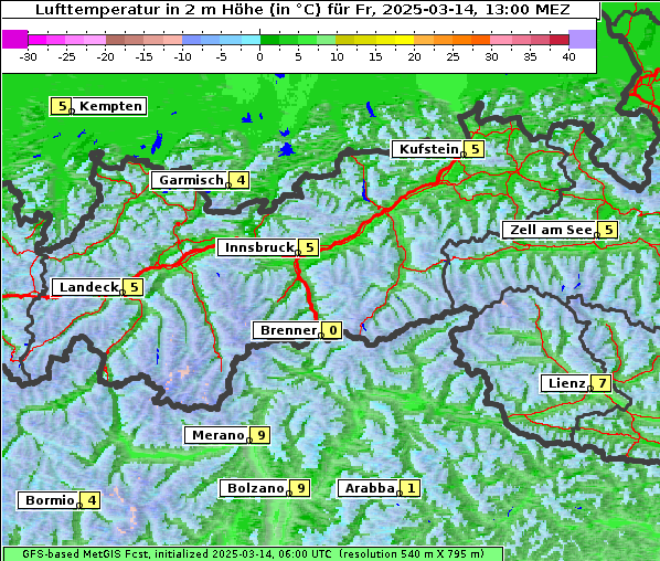 Temperatur, 14. 3. 2025