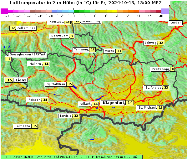 Temperatur, 18. 10. 2024