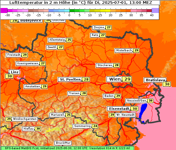 Temperatur, 1. 7. 2025