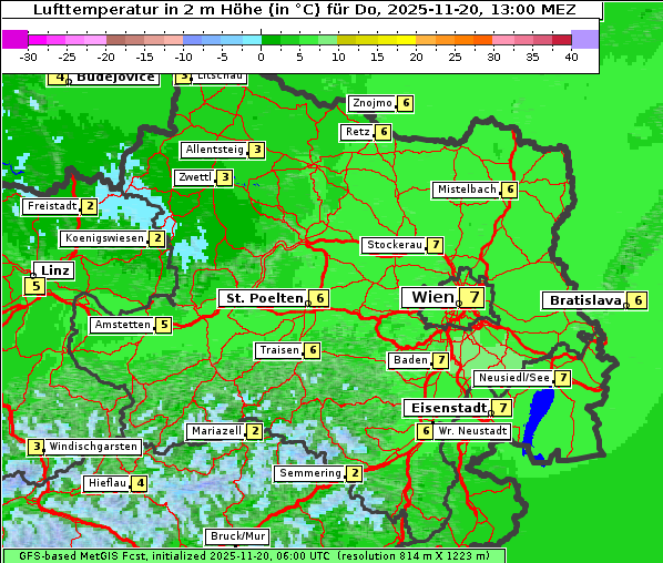 Temperatur, 20. 11. 2025