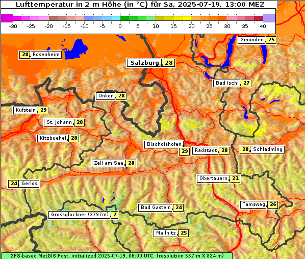 Temperatur, 19. 7. 2025