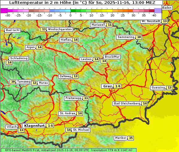 Temperatur, 16. 11. 2025